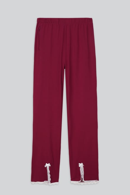 Womens Lace Insert Hem Christmas Trouser