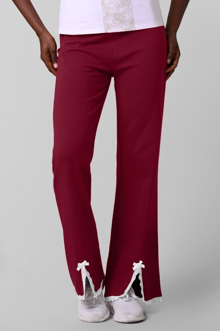 Womens Lace Insert Hem Christmas Trouser