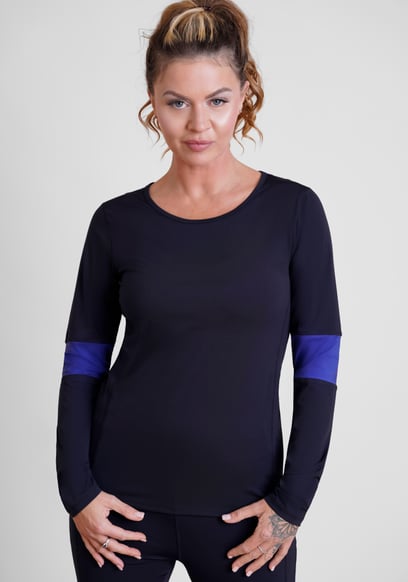 Womens Long Sleeve Colour Block Active Top