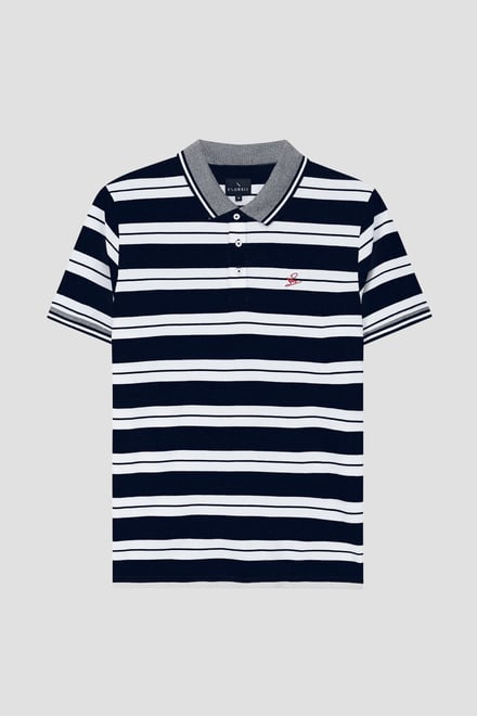 Mens Classical Stripe Pique Polo Shirt