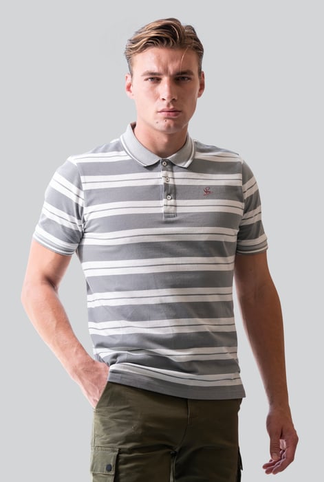 Mens Yellow Classical Stripe Pique Polo Shirt