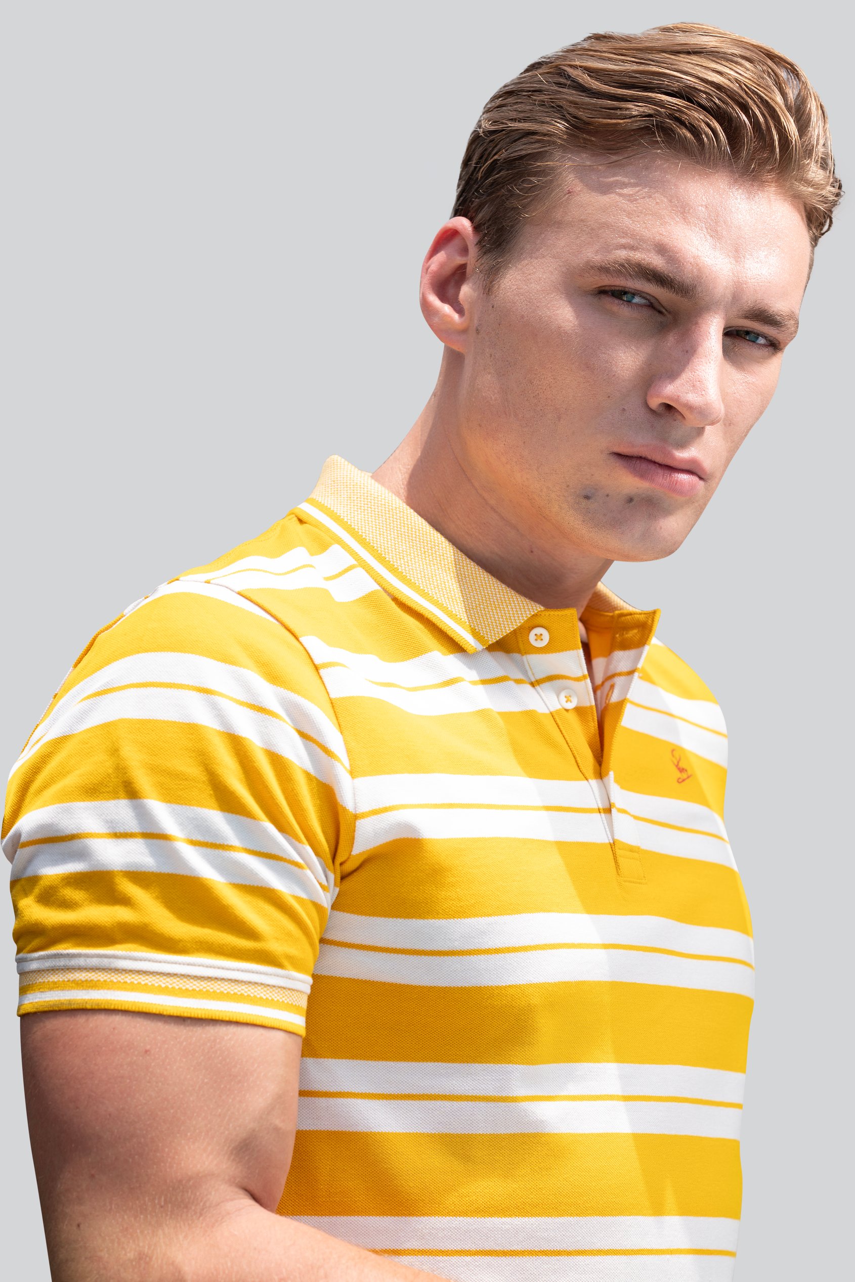 Mens Classical Stripe Pique Polo Shirt