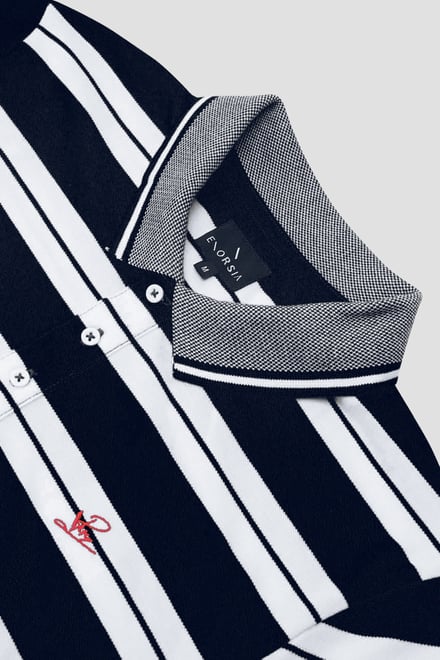 Mens Classical Stripe Pique Polo Shirt