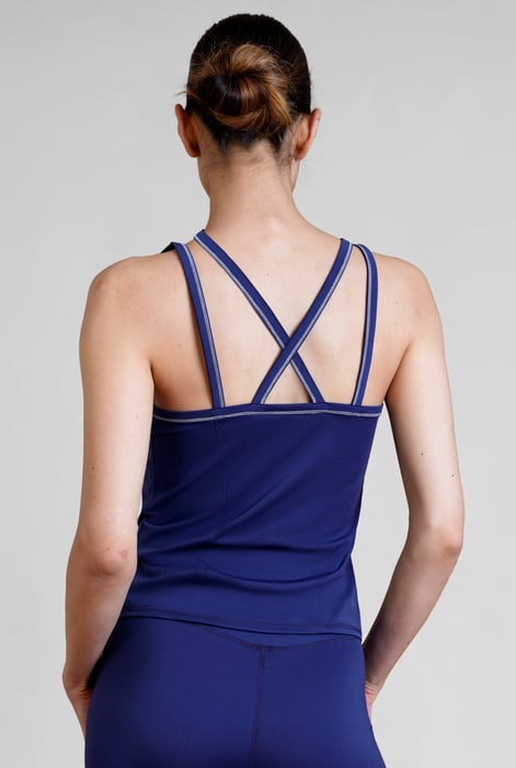 Navy Contrast Stitch Active  Vest Top