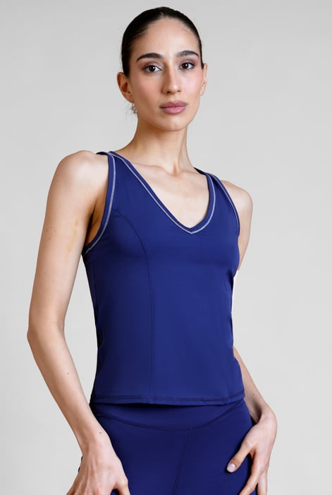Dark Charcoal Contrast Stitch Active Vest Top