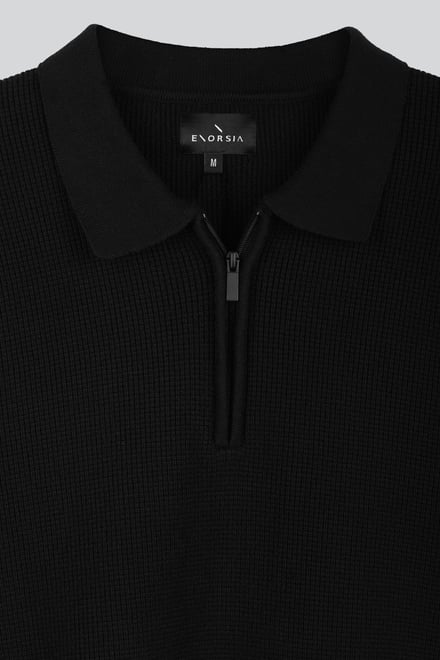 Mens Quarter Zip knitted Polo Jumper