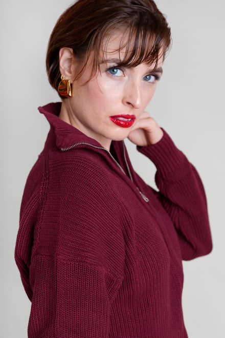Funnel Neck Two Way Zip Up Jumper