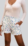 Womens Ruffle Hem Printed Shorts