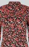 Red/Black Floral High Neck Viscose Mini Dress