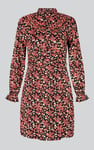 Red/Black Floral High Neck Viscose Mini Dress