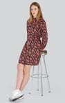 Red/Black Floral High Neck Viscose Mini Dress