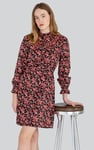 Red/Black Floral High Neck Viscose Mini Dress