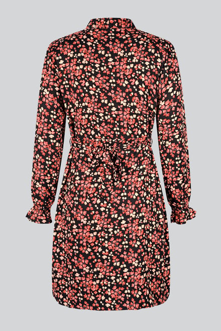 Red/Black Floral High Neck Viscose Mini Dress