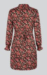 Red/Black Floral High Neck Viscose Mini Dress
