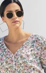 Printed Flute Sleeve Blouse