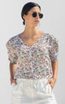 Printed Flute Sleeve Blouse