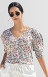 Printed Flute Sleeve Blouse