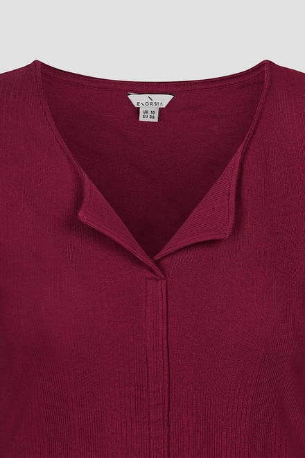 Scoop Neckline Long Sleeve Ribbed Top