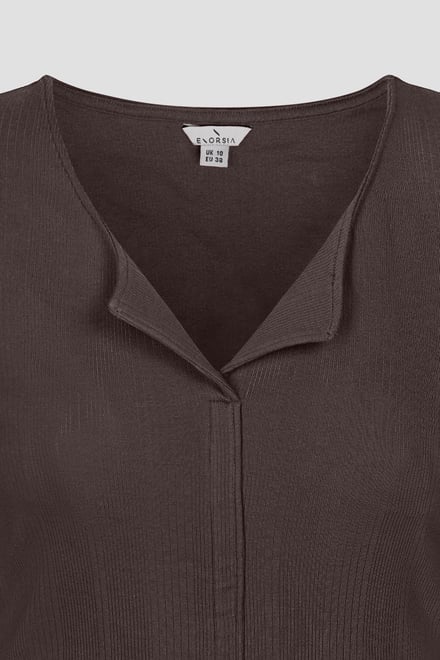 Scoop Neckline Long Sleeve Ribbed Top