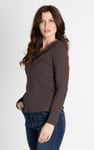Scoop Neckline Long Sleeve Ribbed Top