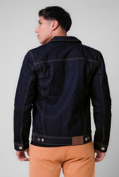 Dark Wash Long Sleeve Raw Denim Jacket