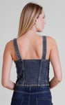 Lace-Up Front Fitted Denim Crop Vest