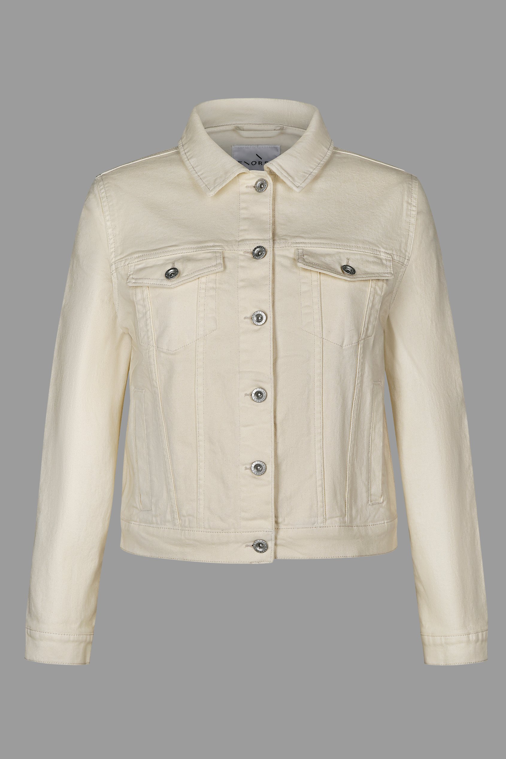 Enorsia Women's Ecru Essential Classic White Denim Jacket - Uk 12