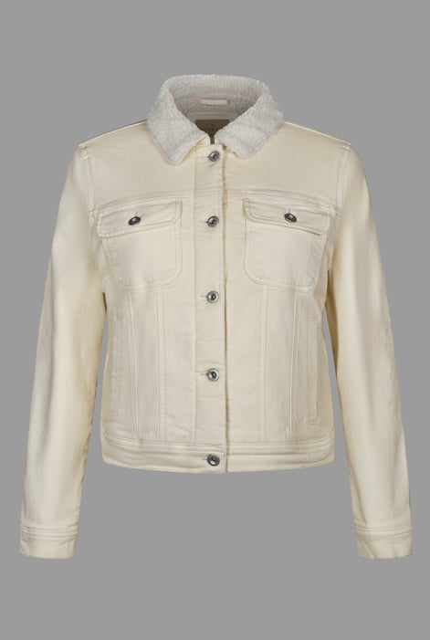 Women's Borg Lined Cream Denim Jacket