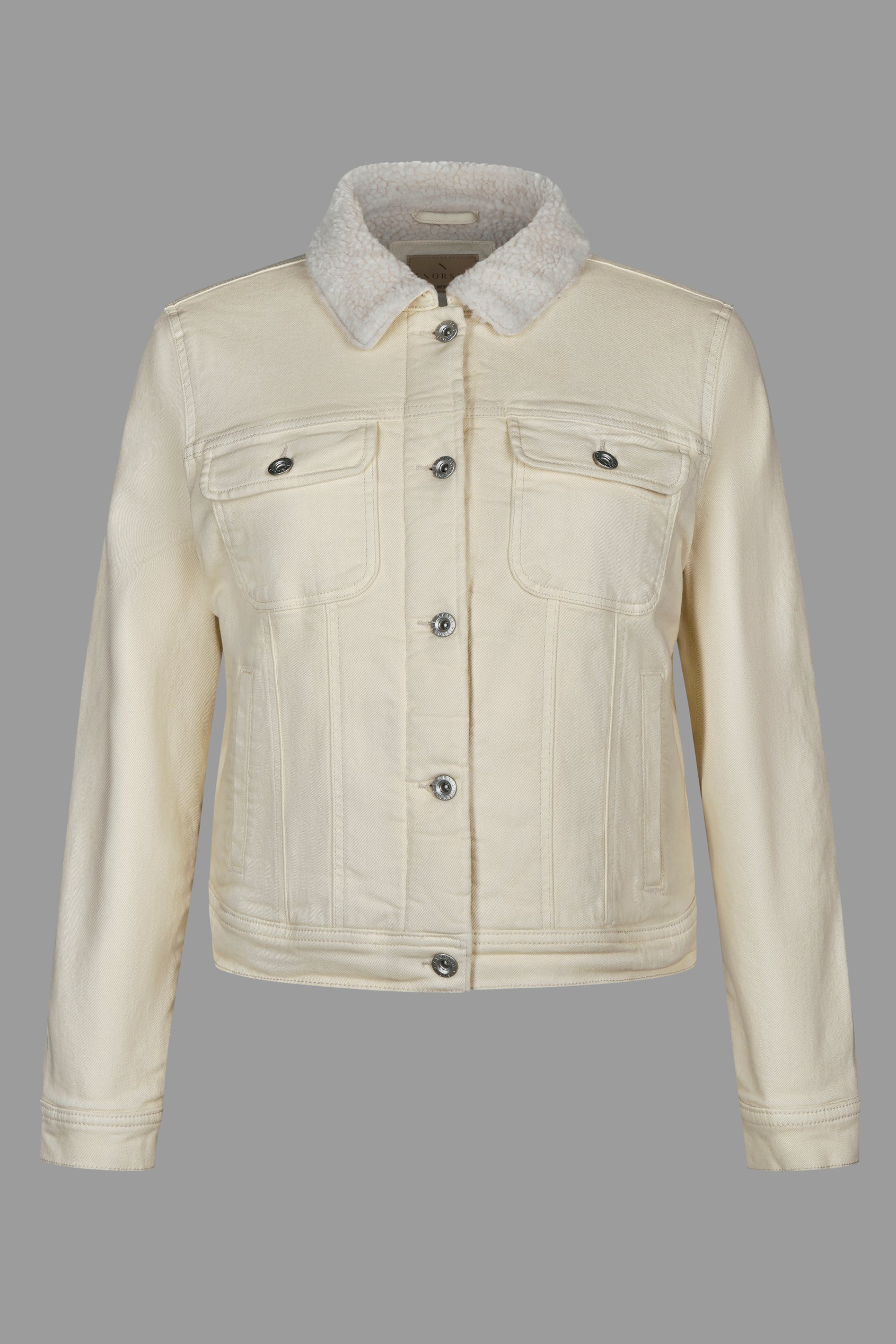 Enorsia Women's Cream Borg Lined Denim Jacket - Uk 12