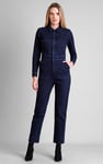 Women's Front Zipped Denim Jumpsuit