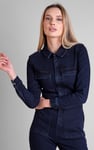 Women's Front Zipped Denim Jumpsuit