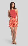 Womens Ruffle Tie-Front Dandelion Printed Shorts