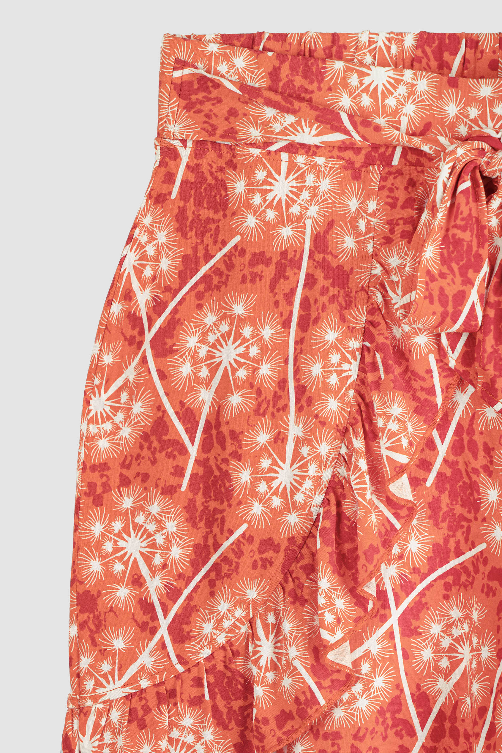 Womens Ruffle Tie-Front Dandelion Printed Shorts