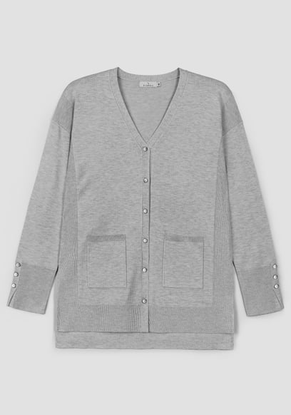 Women's Knitted V-Neck Longline Cardigan