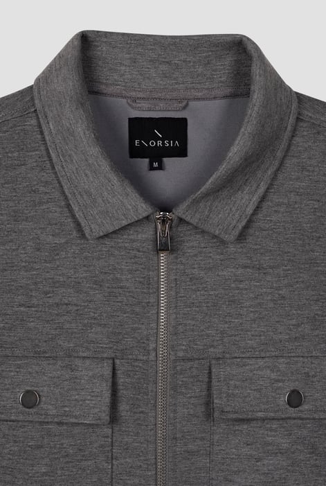 Men's Grey Zip Through Shaket