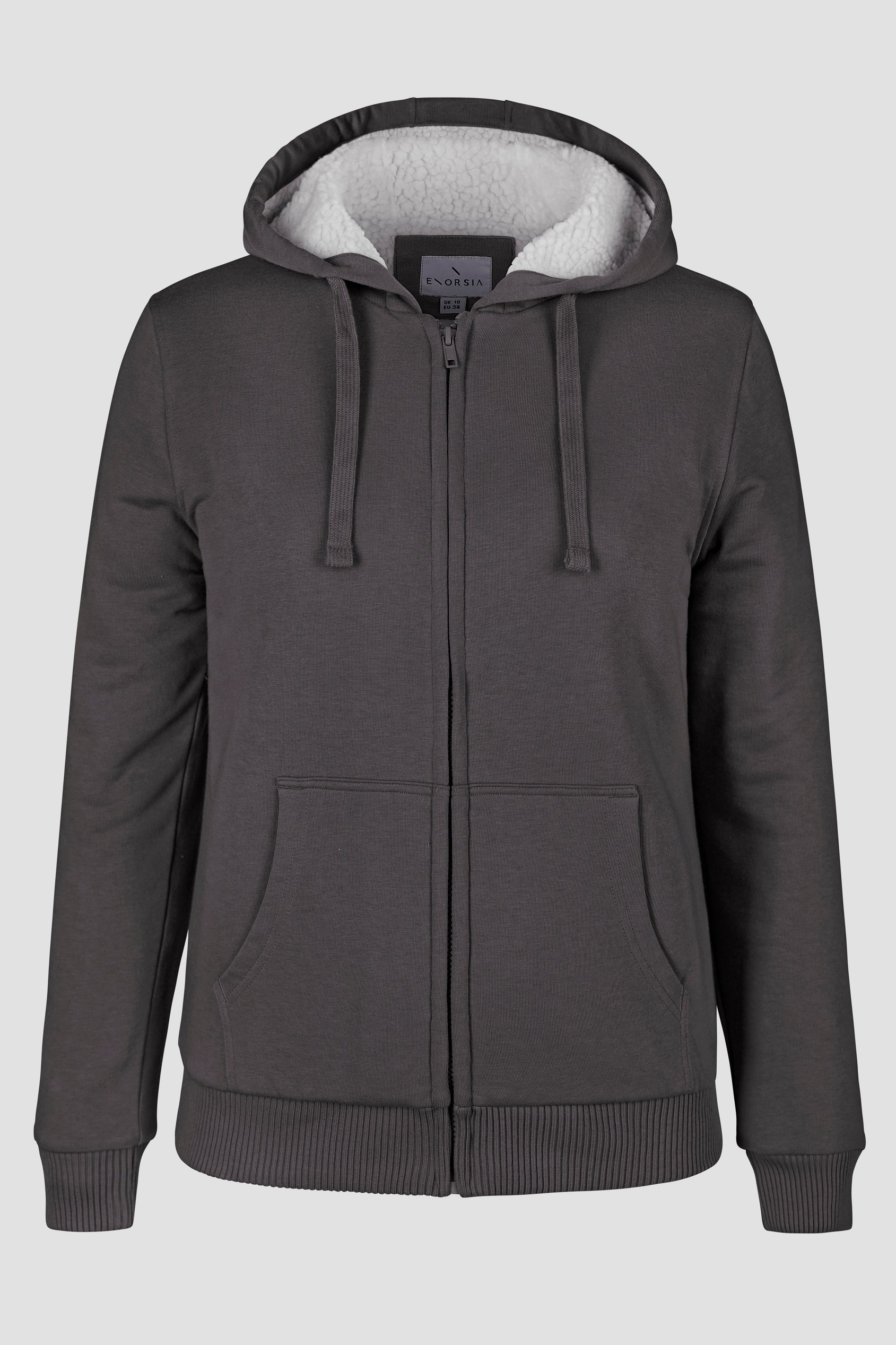 Enorsia Women's Metallic Borg Lined Zip Through Hoodie - Uk 12