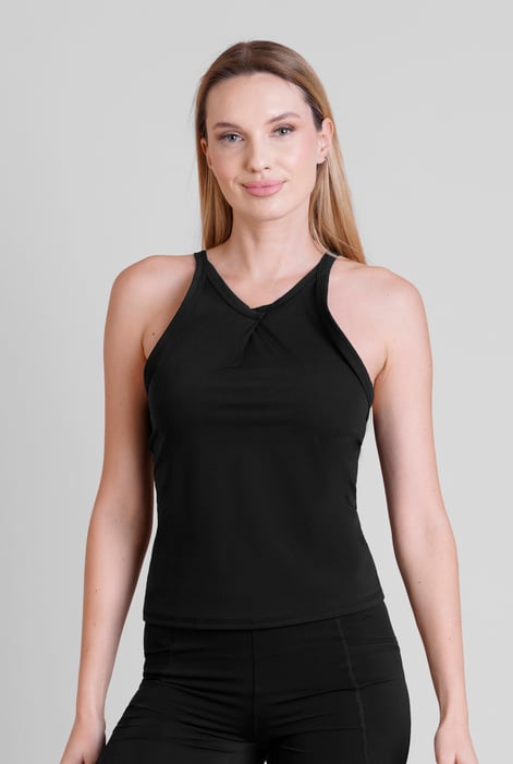 Dark Charcoal Pleated Front Racer Active Top