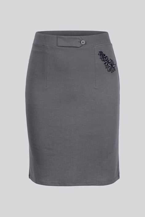 Women's Grey Elastic Waist Pencil Skirt