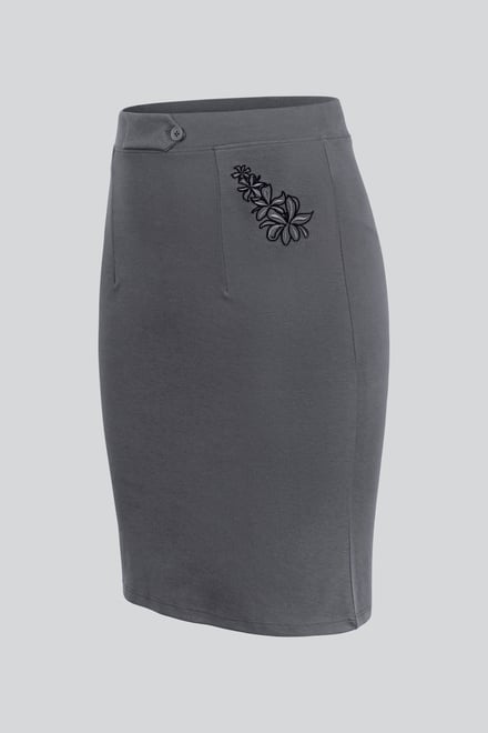 Embroidered Jersey Pencil Skirt
