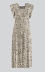 Square Neck Tie Waist Jersey Dress With Frill Sleeve Detail
