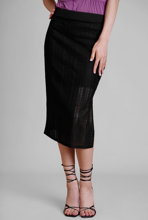 Women's Lace Maroon Midi Skirt