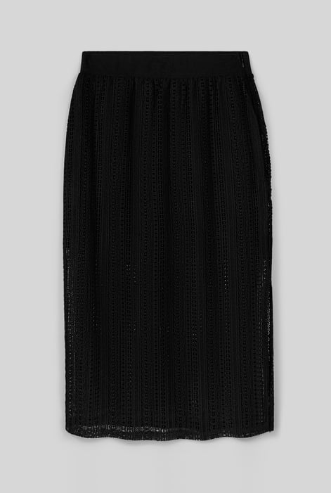 Women's Lace Details Black Midi Skirt