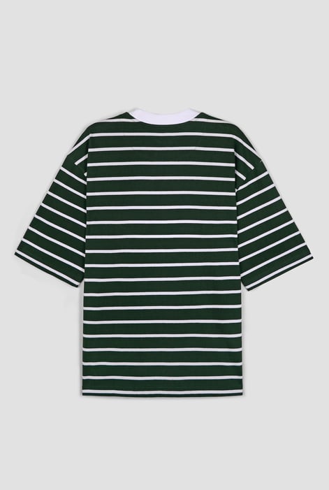 Men's Green Striped Regular Fit T-Shirt