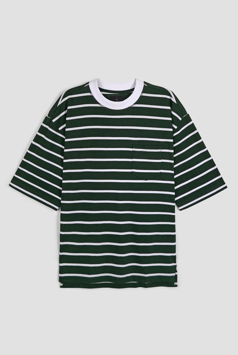 Men's Cream Striped Regular Fit T-Shirt
