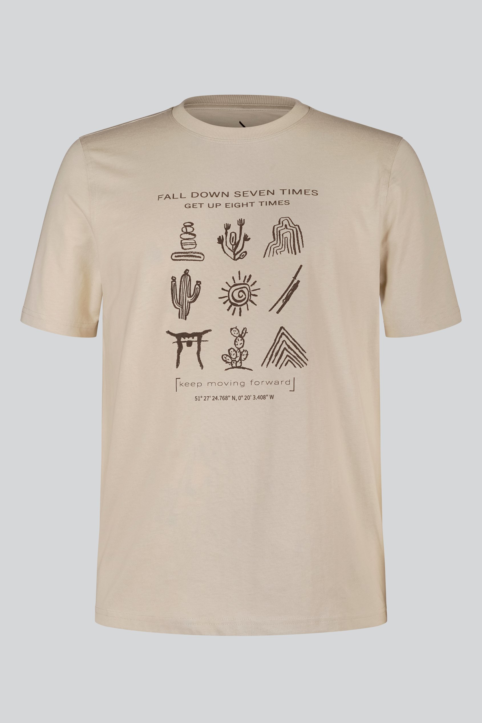 Enorsia Men's Beige Regular Fit Graphic Print T-Shirts - Uk M