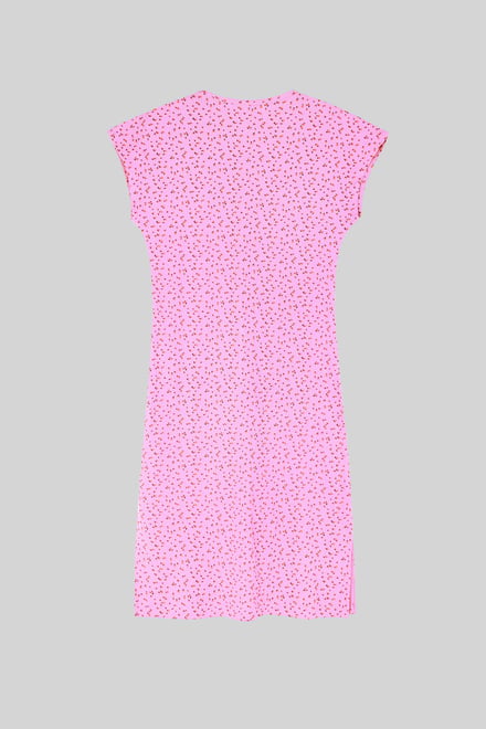 Button Front Printed Ribbed Midi dress