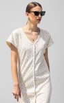 Button Front Printed Ribbed Midi dress