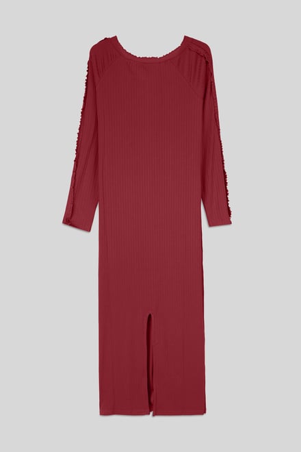 Ruffle Seam Midaxi Rib Dress