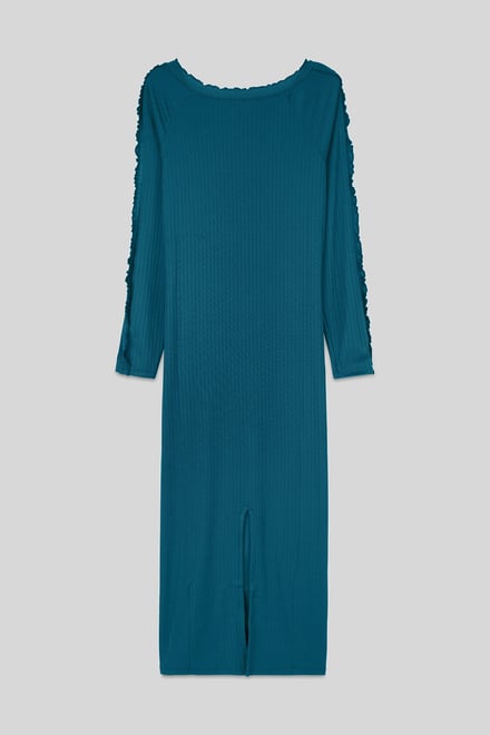 Ruffle Seam Midaxi Rib Dress