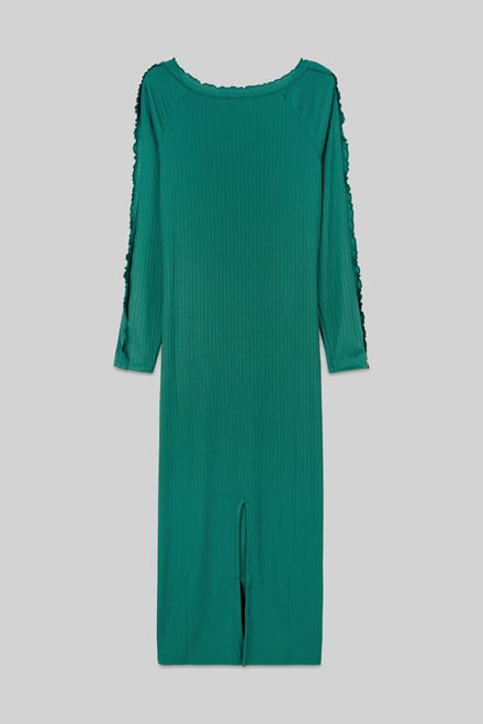 Ruffle Seam Midaxi Rib Dress